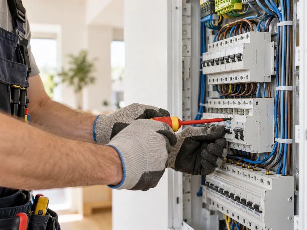 Elektricien werkt aan een groepenkast in Amsterdam
